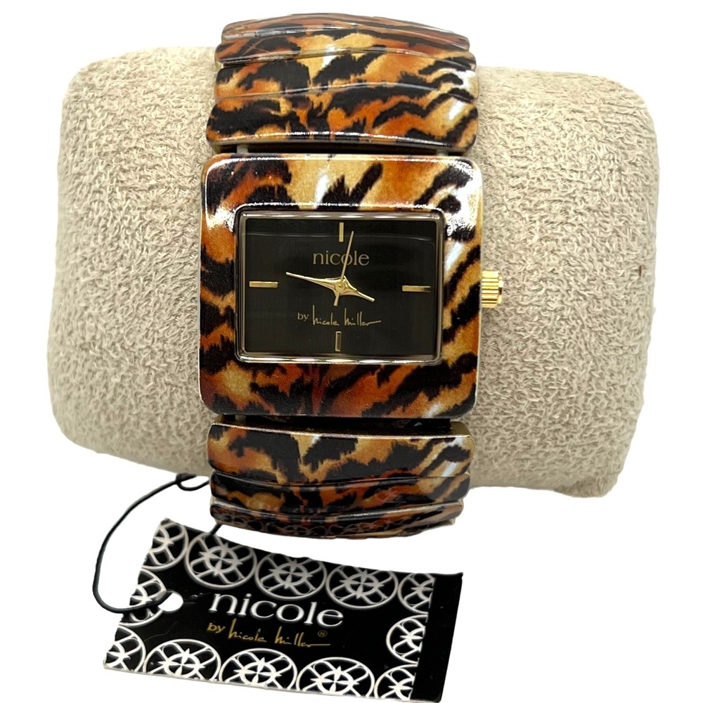 NICOLE by Nicole Miller‎ Womens Watch Stretch Bracelet (7-7.5") Animal Print